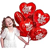 30 Happy Valentine's Day Foil Balloons 18 Inch Bulk Heart Balloons, Red Valentines Heart Balloons, Heart Shaped Balloons for Valentines Day Decorations Party Supplies by 4E's Novelty