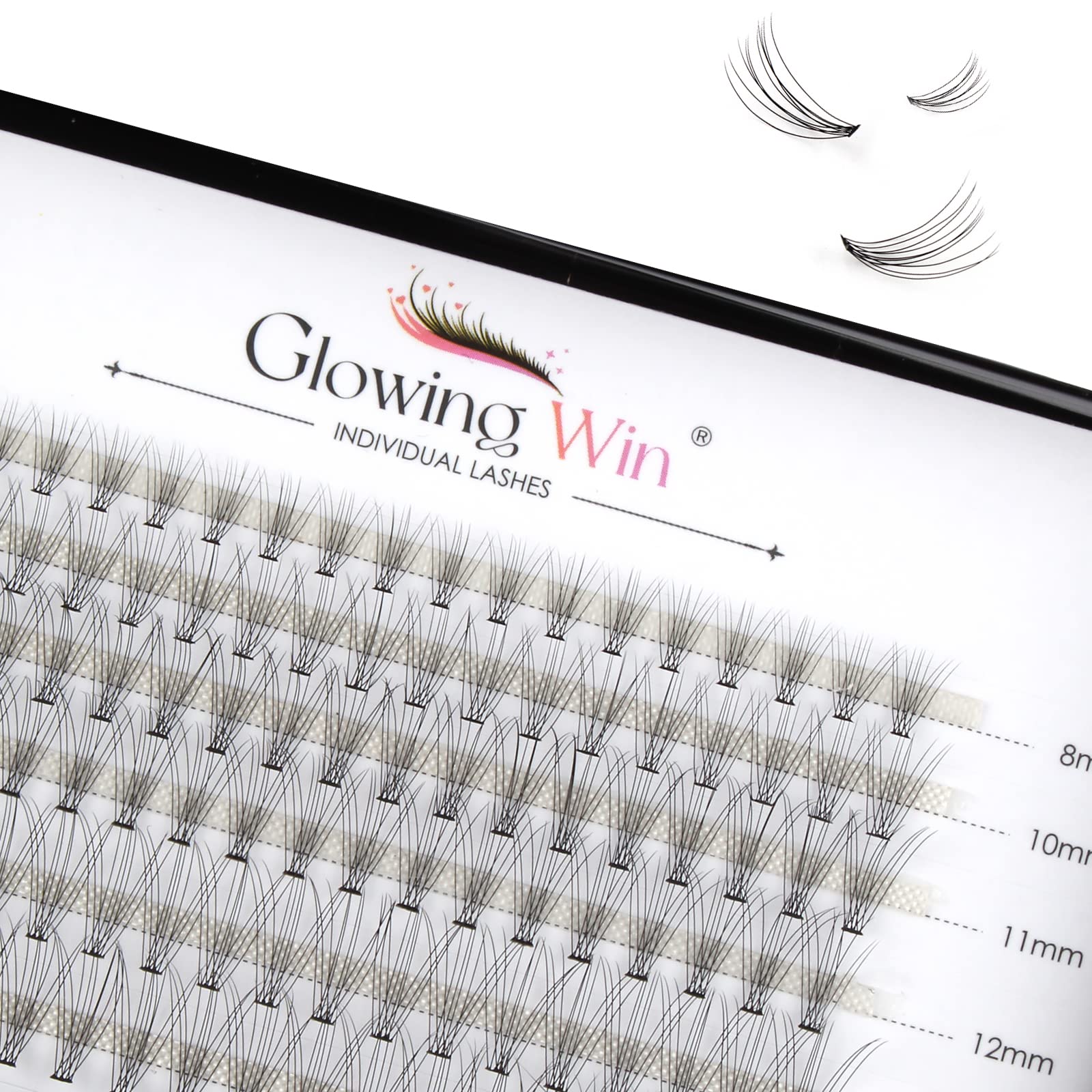 Glowingwin Cluster Lashes 120 PCS Individual Lashes Natural Look False Eyelashes Individual D Curl Soft DIY Eyelash Extensions At Home(10D Mix8-14mm 0.07D Curl)