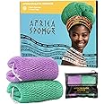 African Net Sponge Authentic - 2 Pieces Real African Exfoliating Loofah Sponge with Knots - African Net Wash Cloths for Body Scrubber Exfoliator Seawave & Lilac - Back Scrub for Shower Bath