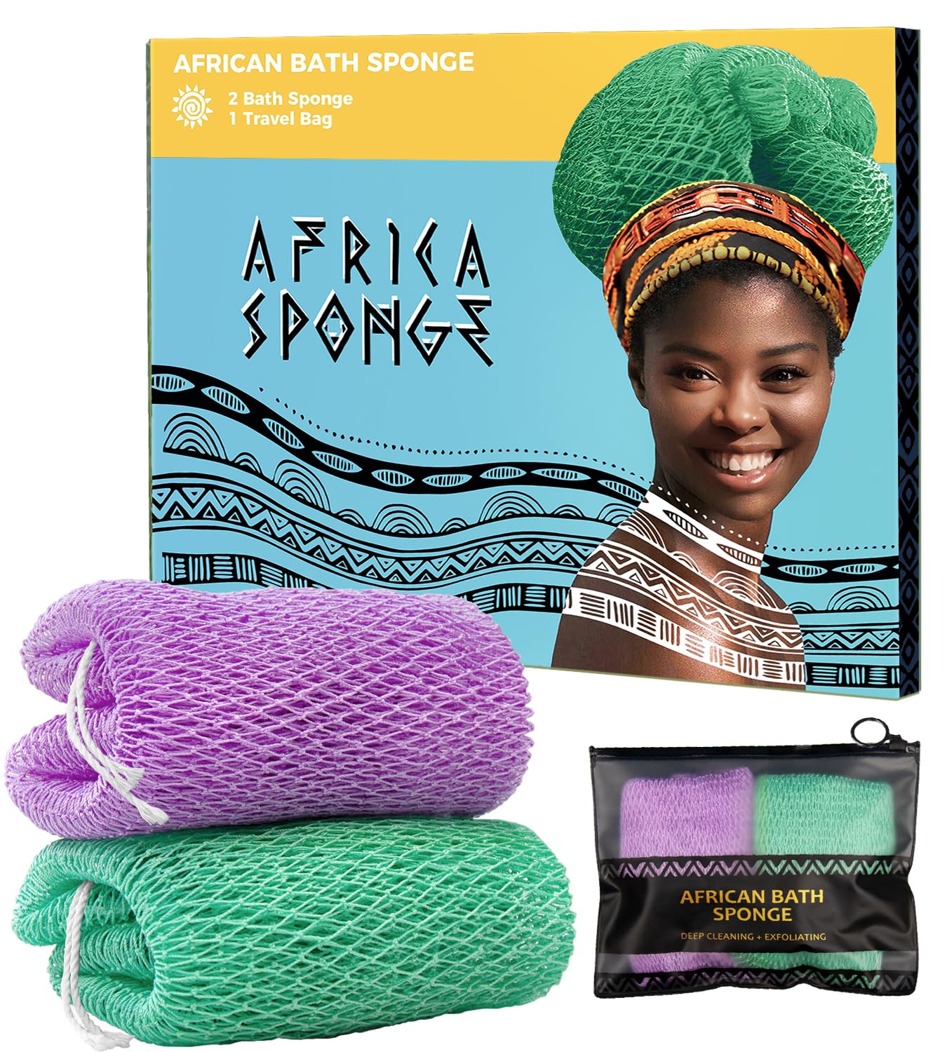 African Net Sponge Authentic - 2 Pieces Real