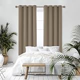 Deconovo Thermal Blackout Curtains Taupe 52x72 Inch Pair Eyelet Panels view 5