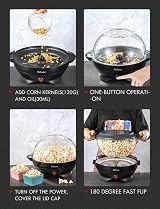 Yabano Popcorn Maker 5L 800W Nonstick Plate Electric Stirring Quick-Heat Black view 6