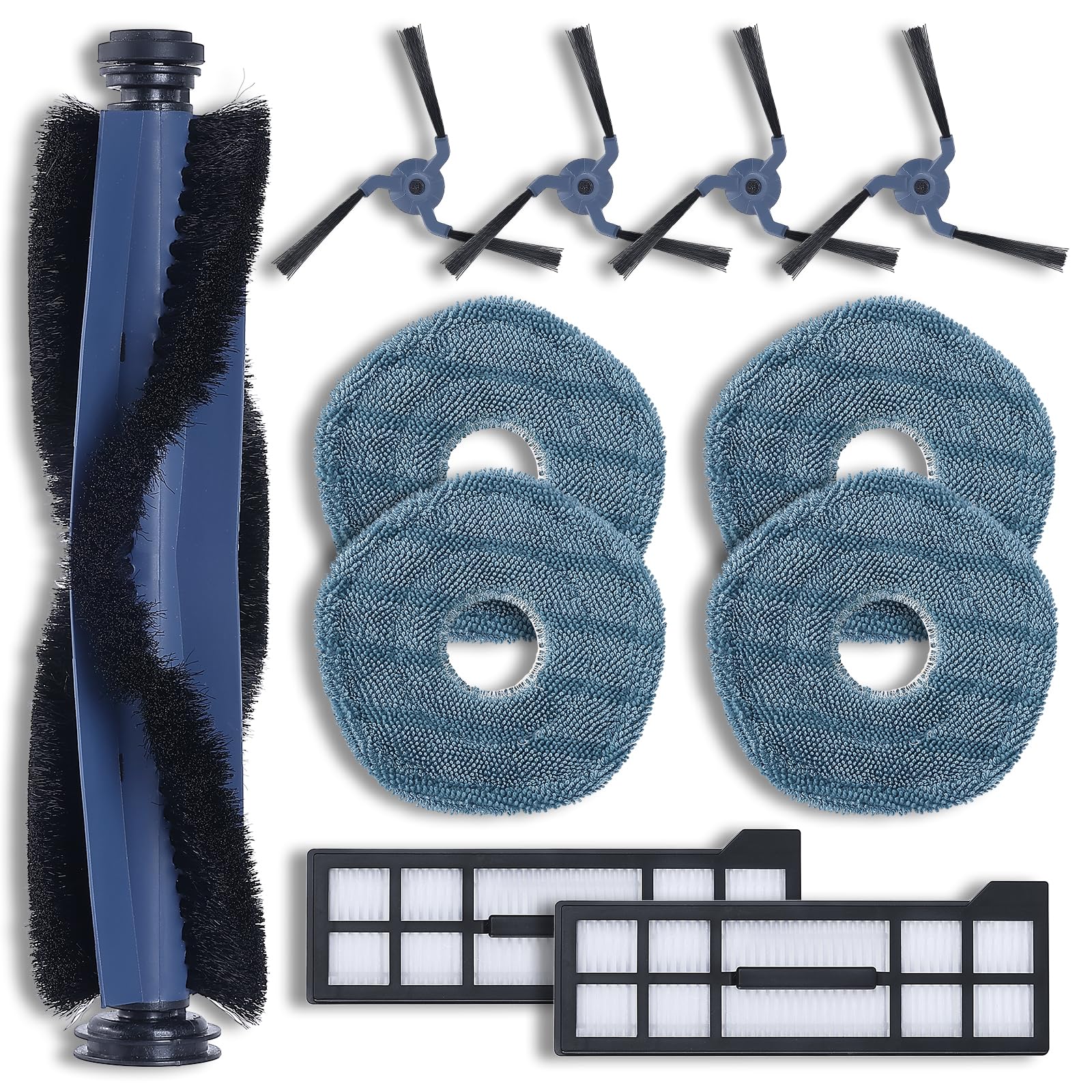 Photo 1 of 11 Pack Replacement Parts Mop Pads for eufy X10 Pro Omni Accessories Robot Vacuum Accessories, 1 Roller Brush, 2 Filters, 4 Side Brush, 4 Mop Pads