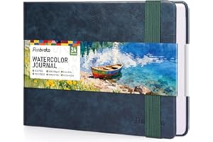 Watercolor Journal 8.3"x5.8"- 100% Cotton, 24 Sheets 48 Pages, 140LB/300GSM Cold Press, with Inner Pocket and Wide Elastic Ba