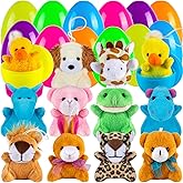 Sofier Plastic Easter Eggs with Animal Toys 12pcs Filled Easter Eggs 3.4" Easter Basket Stuffers Easter Egg Fillers Kids Classroom Gift Exchange Party Favors