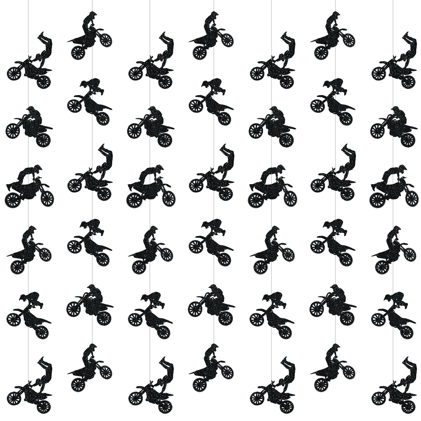 Photo 1 of Pajean 8 Pcs Dirt Bike Birthday Party Decorations Motorcycle Garland Banner Motocross Party Banner Riding Ceiling Hanging Streamers Cutouts for Baby Shower Wall Decor Photo Props Supplies