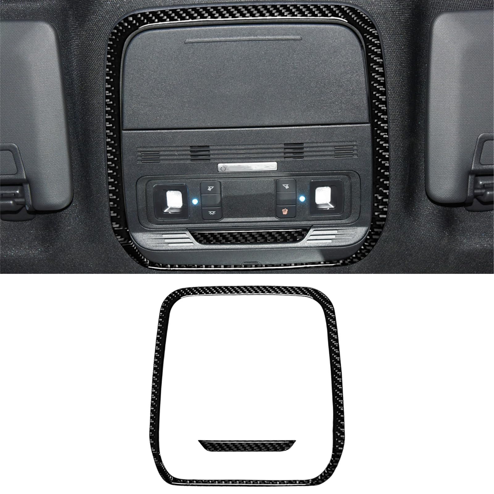 Photo 1 of YAMUDA Compatible with Front Reading Light Panel Sticker Carbon Fiber Interior Accessories Decal for Ford Mustang Mach-E 2021 2022 2023 2PCS? Black ?