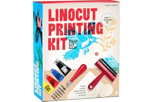 CRAFT CULTURE Linocut Printing Kit - Stamp Making Carving Tools - Crafts for Adults - Christmas Unique Gifts - Teen Boy Gifts - Birthday Gift Ideas for Women - Hobbies DIY Kits for Adults, Boys, Girls, Women, Men