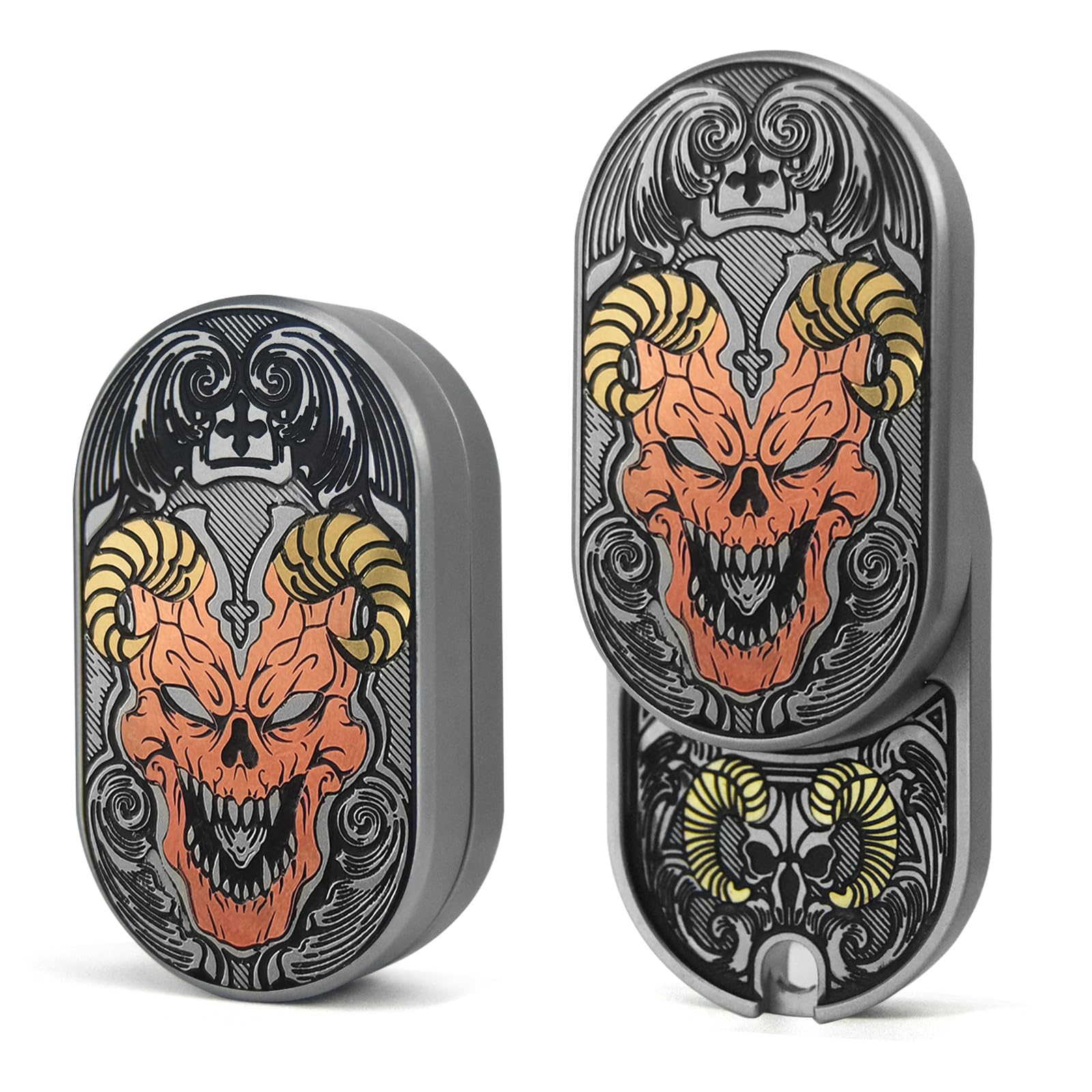Photo 1 of HIDEDC Devil Fidget Slider, Stainless Steel EDC Fidget Toys Adults Sensory Toy Executive Desk Toy for Keep Focus & Stress Anxiety Relief, Gadgets for Men