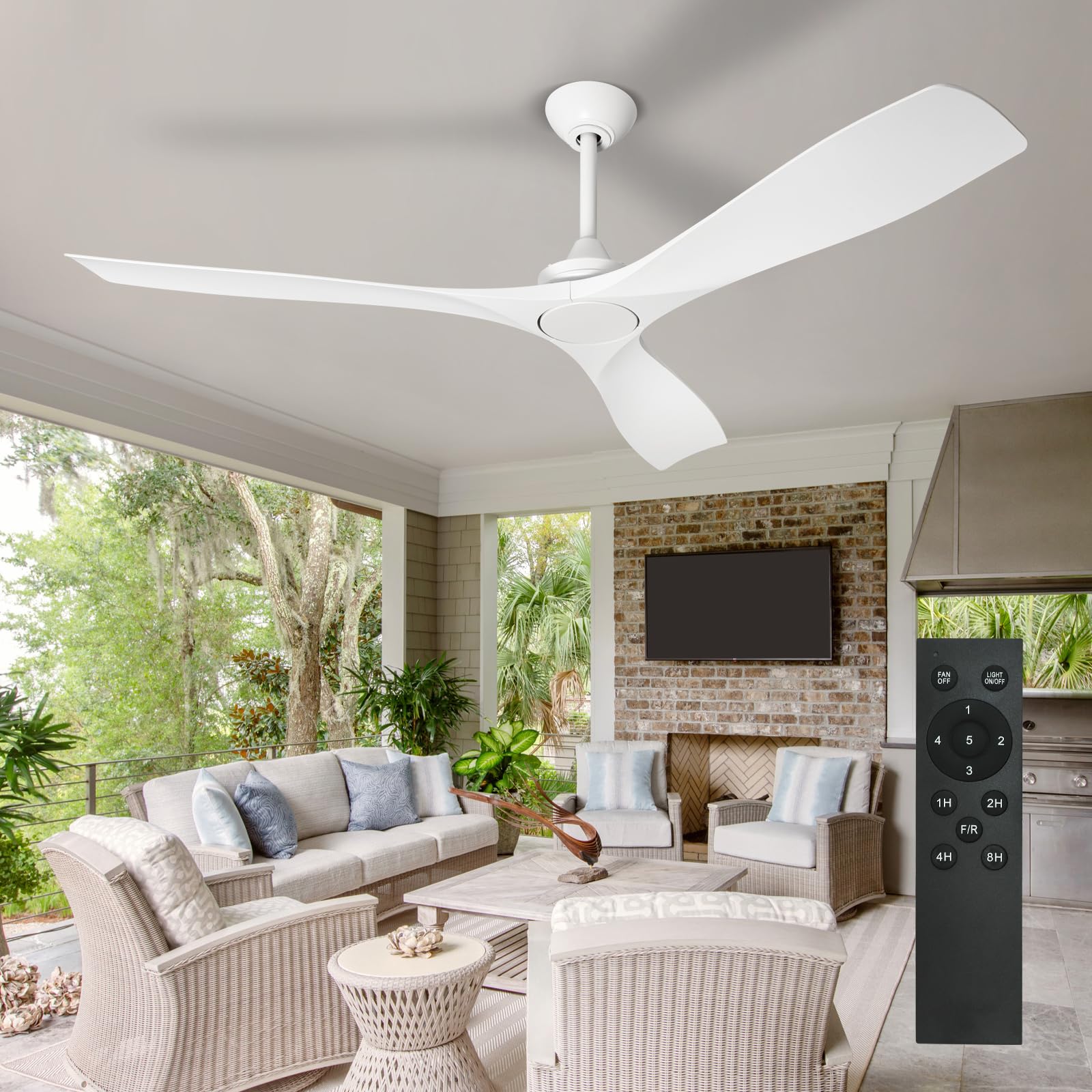 BvenuBigLite White Ceiling Fan with Remote: 3