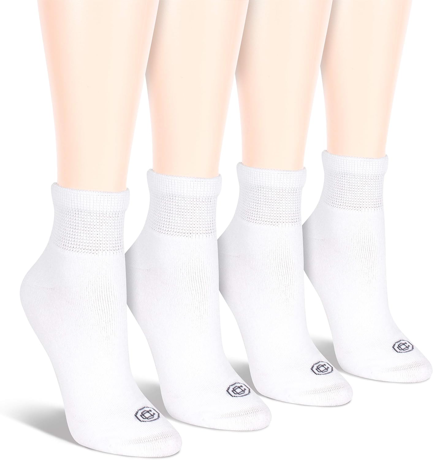 Doctor's Choice Women's Non-Binding Circulatory Diabetic 4 Pack White Cushioned Quarter Socks, Shoe Size 4-10: Health & Personal Care