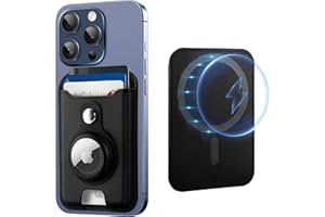 TopMade for Magsafe Wallet with AirTag Holder, Magnetic Wallet Card Holder for iPhone 15, iPhone 14/13/12 Series, Leather Magnetic Phone Wallet with Powerful Magnet, RFID Blocking, Fit 4 Cards, Black