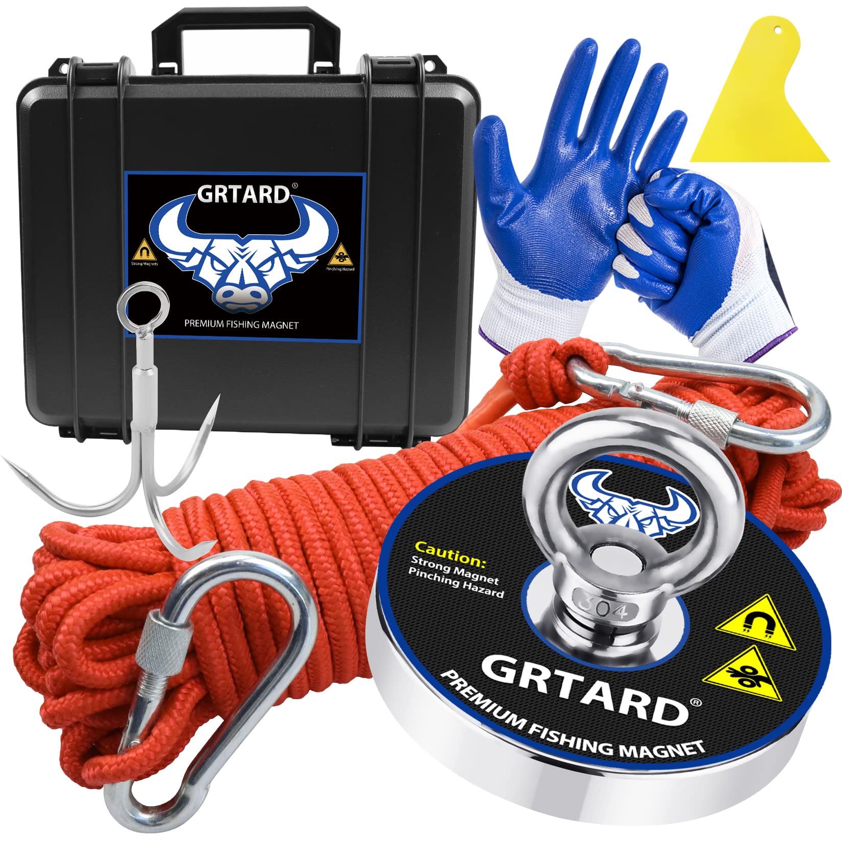 Magnet Fishing Kit, 1000 lb(453 kg) Pulling Force Super Strong Fishing Magnet Used to Find Treasure in the Water, on Lawns, in the Soil, Under Rocks, Salvage Lost Items - 3.54 inch Diameter