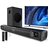 Saiyin Sound Bar for Smart TV with Subwoofer, 100W Detachable Soundbar Home Theater Surround Sound System for TV with Horn Tweeter, Adjustable Bass and HDMI-ARC/Bluetooth Optical/AUX/Connection