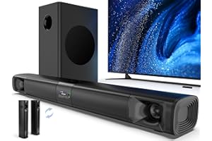 Saiyin Sound Bar for Smart TV with Subwoofer, 100W Detachable Soundbar Home Theater Surround Sound System for TV with Horn Tweeter, Adjustable Bass and HDMI-ARC/Bluetooth Optical/AUX/Connection