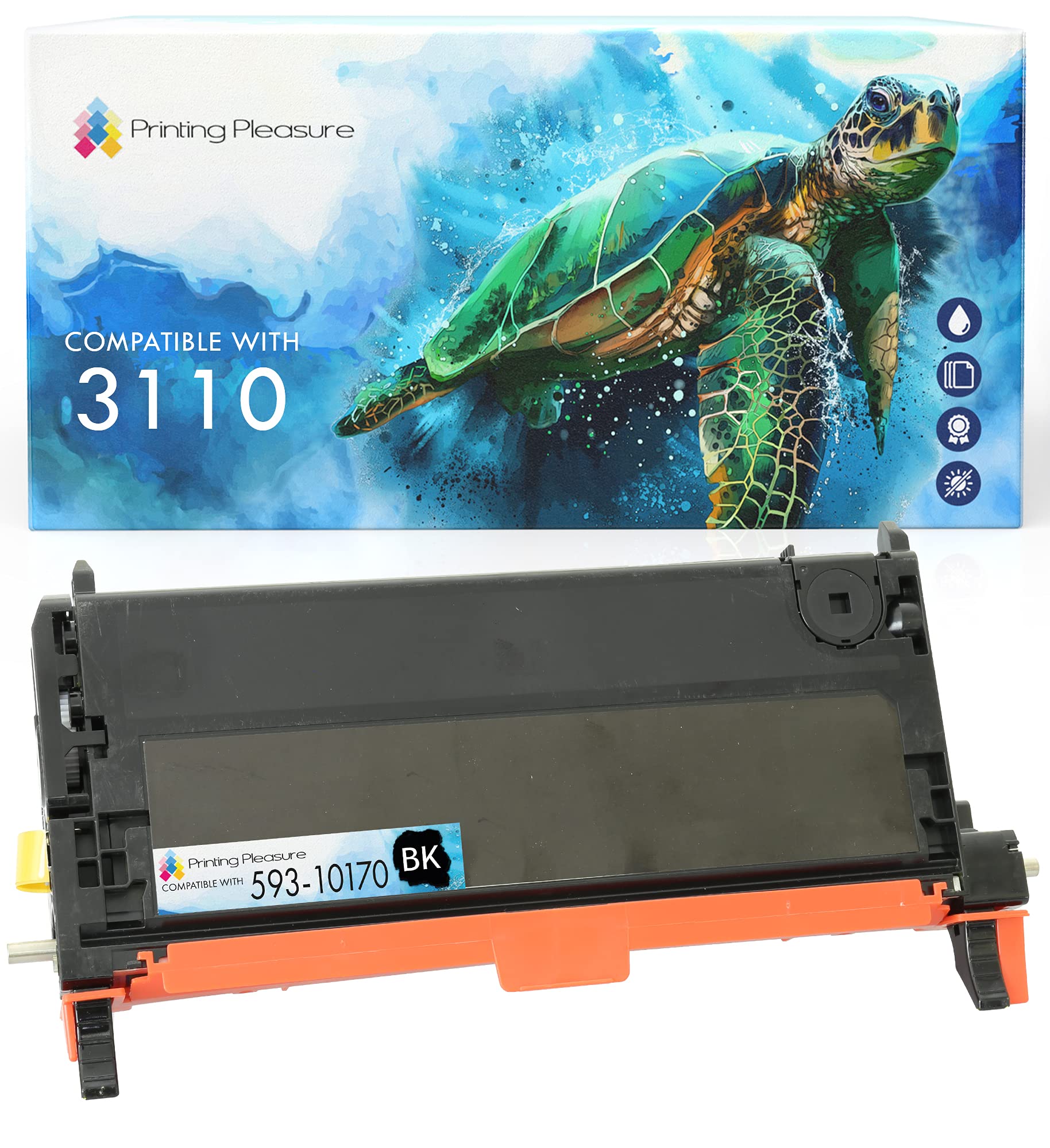 Printing Pleasure Compatible Dell 3110/3115 Toner Cartridge for Dell 3110cn, 3115cn - Black, High Yield
