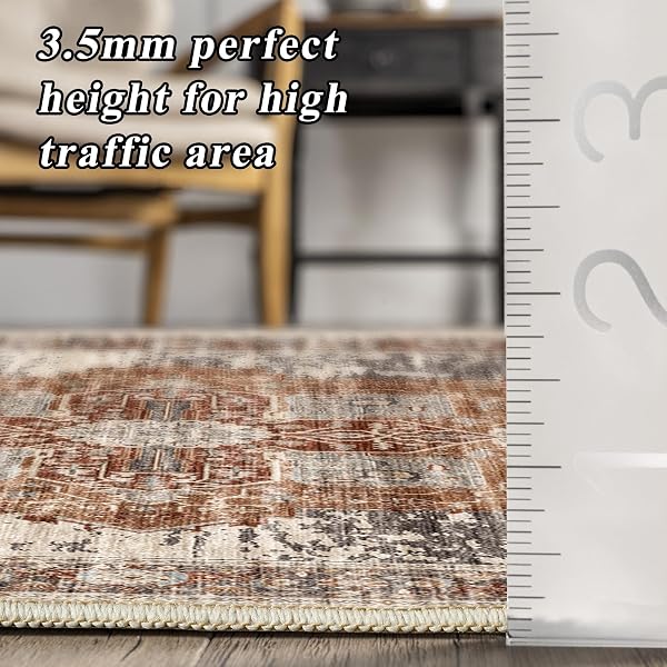 RUUGME RUG RUNNERS 3X10 – WASHABLE HALLWAY RUGS FOR LIVING ROOM SOFT CARPET VINTAGE TRIBAL RUGS FOR BEDROOM KITCHEN WITH NON SLIP BACKING HOME DECOR FLOOR DECORATION MAT 3X10 BRICK