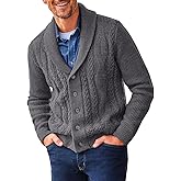 Runcati Mens Shawl Collar Cardigan Sweater Cable Knit Button Down Sweaters Long Sleeve Casual Winter Outwear