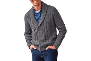 Runcati Mens Shawl Collar Cardigan Sweater Cable Knit Button Down Sweaters Long Sleeve Casual Winter Outwear
