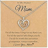 HGDEER Heart Necklace for Mom from Daughter with Sentimental Quote Card, Great Mothers Day Christams Bithday Gifts for Mom