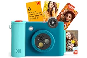Kodak Smile+ 2-in-1 Digital Instant Print Camera & Wireless Bluetooth Photo Printer - 10MP, Special-Effect Rotating Lens, Zink 2x3” Sticky-Back Photos, Print via Fun App from Smart Devices - Blue