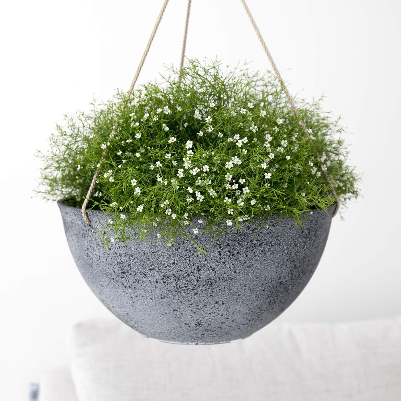 Large Hanging Planters for Outdoor Indoor Plants, Hanging Flower Pots with Drainage Holes(13.2", Rock Gray): Garden & Outdoor