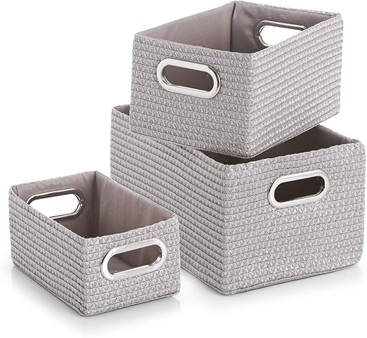 Zeller 14082 Korb-Set 3-teilig, PP, mit Chromgriffen 36 x 25 x 20 cm