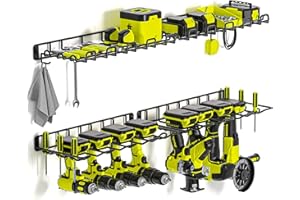 Amoowis Power Tool Organizer, Max 100lb load & Assembly-free, 8 Slots 2 Layer Heavy Duty Metal, Drill Holder Wall Mounted Tool Storage Rack in Garage/Workshop/Pegboard Suitable for giving for men