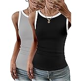 Zeagoo Womens Tank Top Racerback Crowl Neck Casual Basic Ribbed Knit Fitted Sleeveless Shirts S-XXL