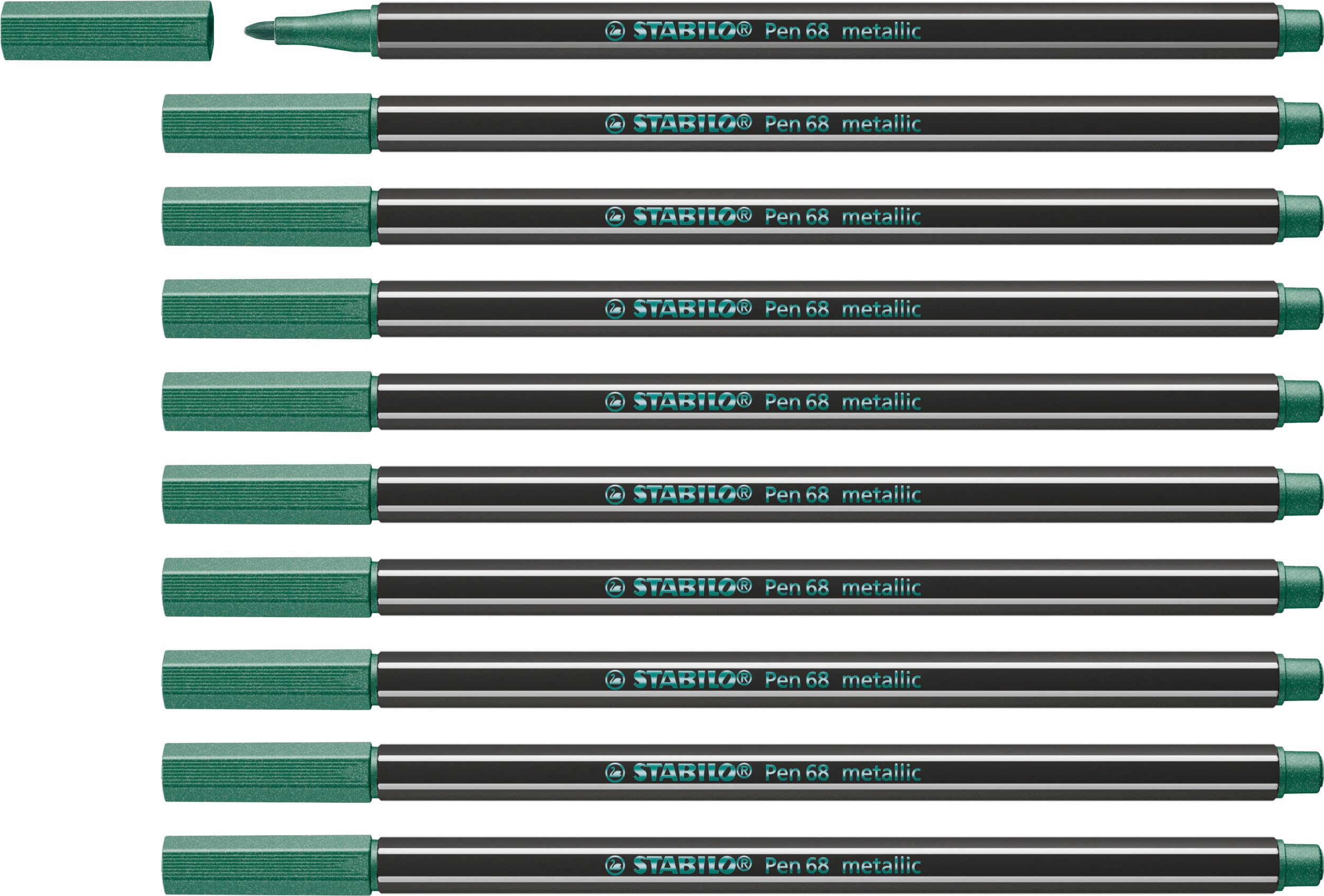 Metallic Premium Felt Tip Pen - STABILO Pen 68 metallic - Pack of 10 - metallic green