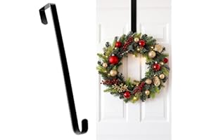 HOOSUN Wreath Hangers for Front Door,12" Wreath Hook Holder,Over The Door Hooks Hanger,Metal Garland Hangers Hook for Christmas Decorations Porch Decor Valentines Day Decorations