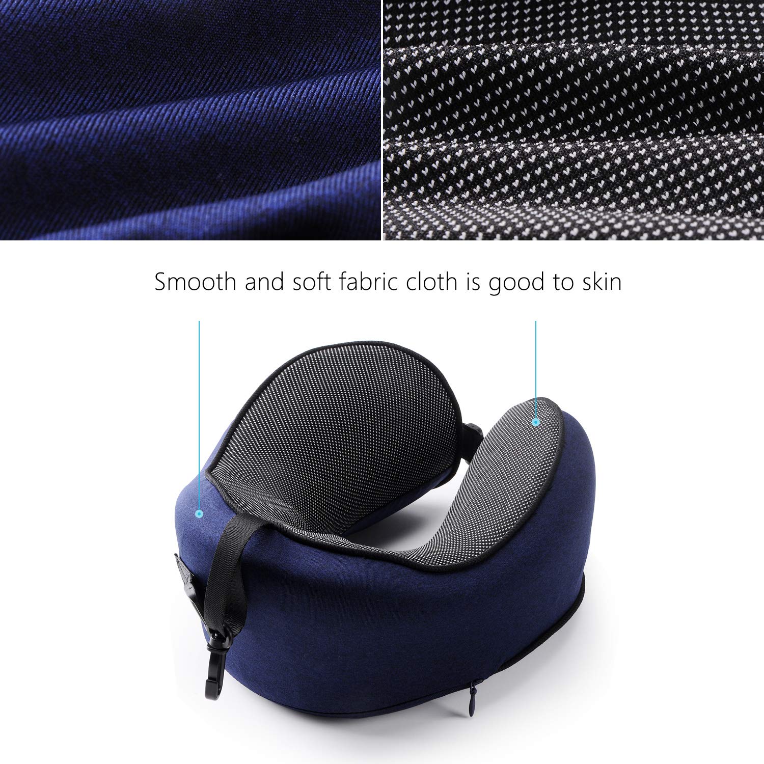 Dreamer Car Cheek Supporting Travel Pillow- Support The Head, Neck and Cheek with Balanced Softness Memory Foam- Dark Blue