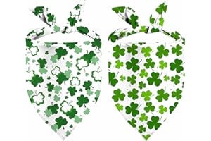 QIRUIMI St. Patrick's Day Dog Bandana, 2 Pack Adjustable Holiday Party Pets Saint Patrick Day Bandana Triangle Bibs Lucky Cat Scarf Set