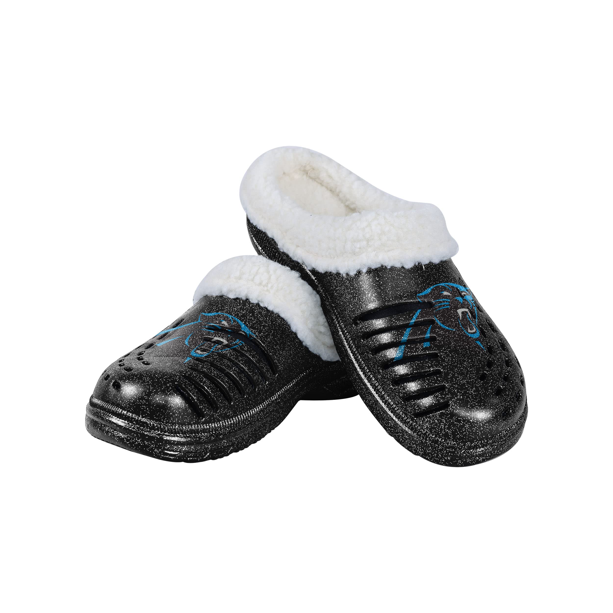 FOCO Carolina Panthers NFL Womens Sherpa Lined Glitter Clog - S Image