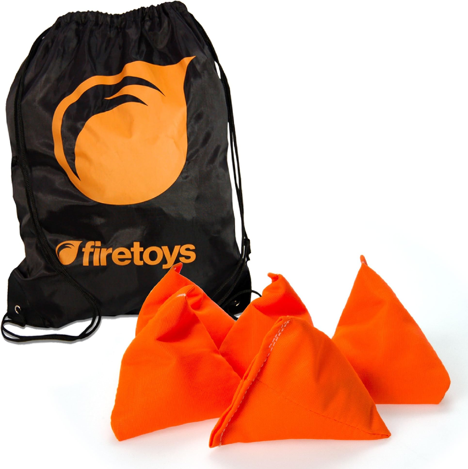 Tri-Its UV Juggling Beanbag Set - 5x UV Orange Juggling Pyramids & Firetoys Bag