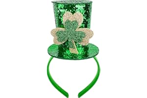 Bnikion Green Shamrock Mini Top Hat Headband Leprechaun Hats for St. Patrick's Day Carnival Party Halloween Cosplay