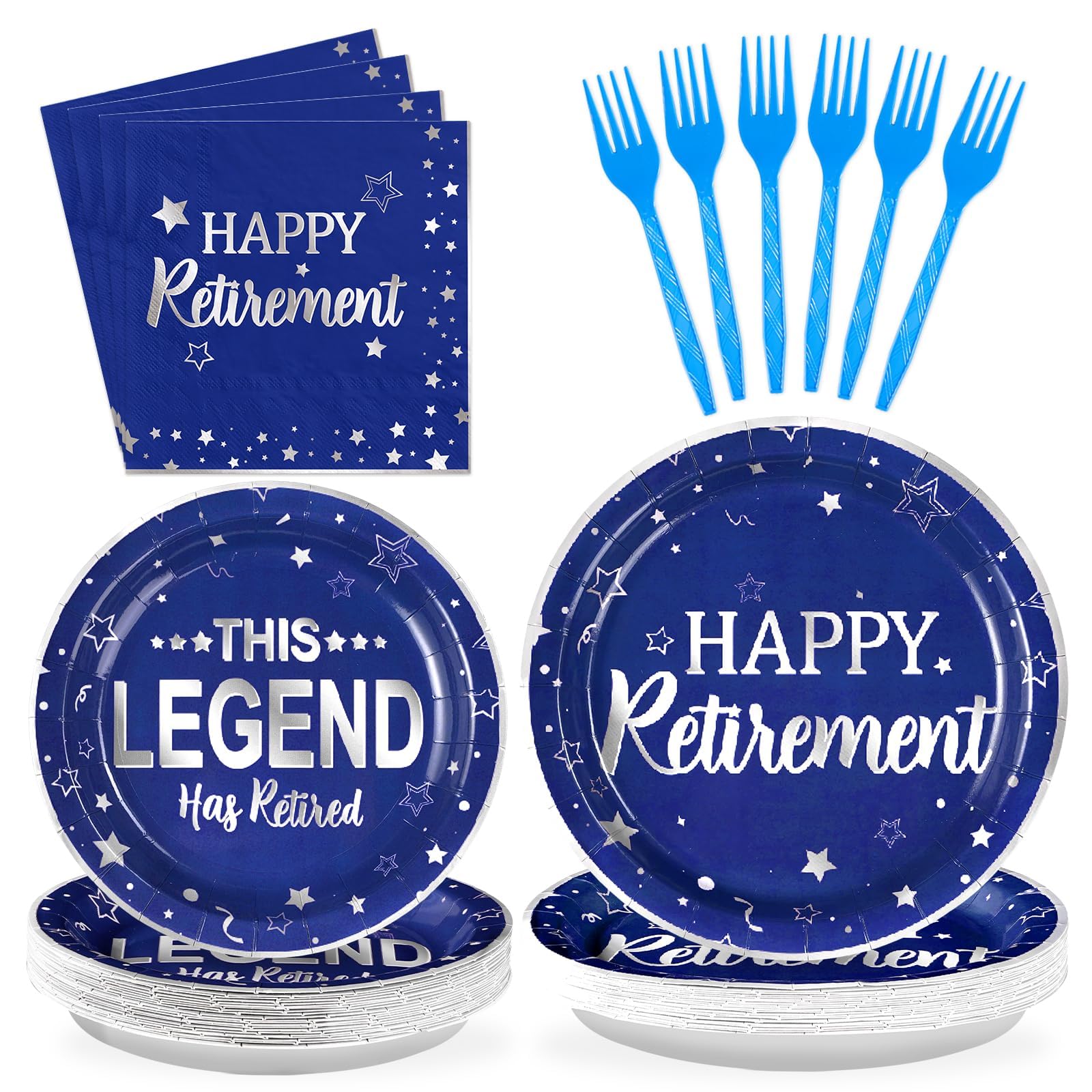 Grencian 96 Pcs Retirement Party Supplies Blue and