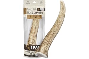 Mighty Paw Elk Antlers for Dogs | Medium Size 6" Premium Deer Antlers for Dogs, Pets and Puppies. Long Lasting Deer Antler Do