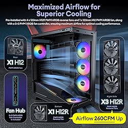 Okinos Aqua 9, ATX PC Case, 5 × 120mm ARGB PWM Fan