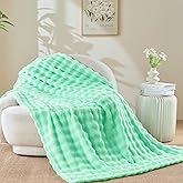 NEWCOSPLAY Throw Blanket for Couch Aqua Super Soft Flannel Fleece 3D Bubble Lightweight Bed Blanket All Season Use (Aqua, Throw(50"x60"))