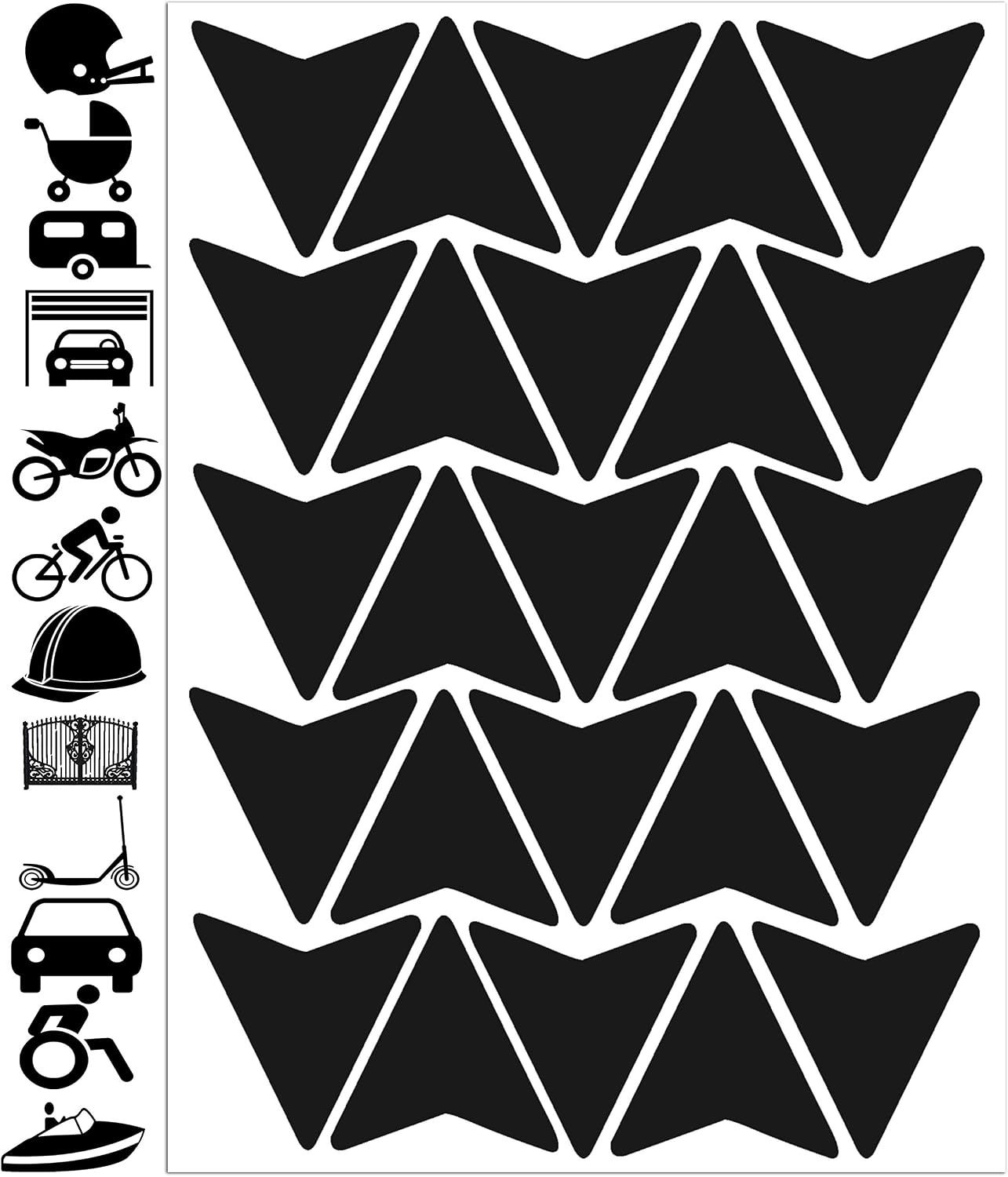Biomar Labs Reflective Vinyl Sticker Set Weatherproof Self Adhesive Decals for Car Motorcycle Bicycle Scooter Helmet Window Exterior Interior Styling Visibility Personalisation (25 Pieces D 53)