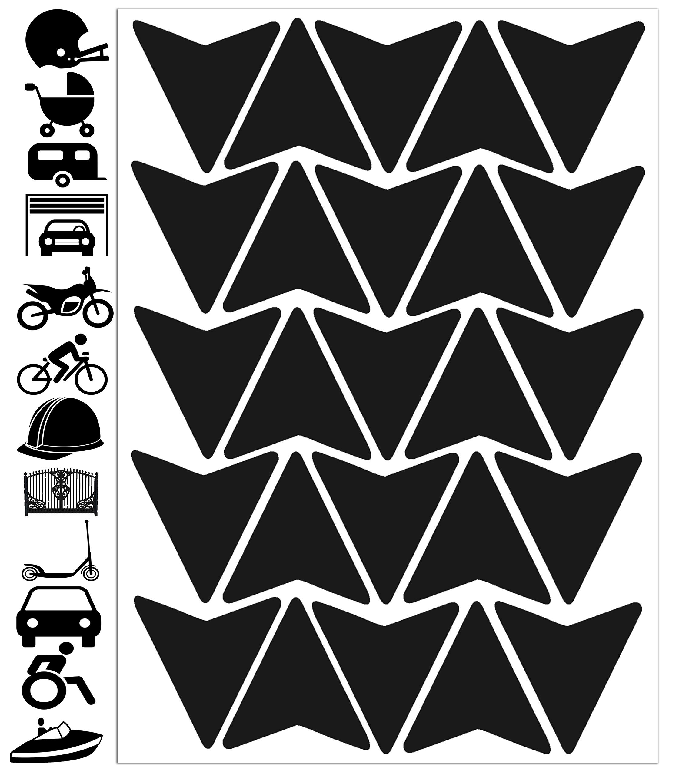 Biomar Labs Reflective Vinyl Sticker Set Weatherproof Self Adhesive Decals for Car Motorcycle Bicycle Scooter Helmet Window Exterior Interior Styling Visibility Personalisation (25 Pieces D 53)
