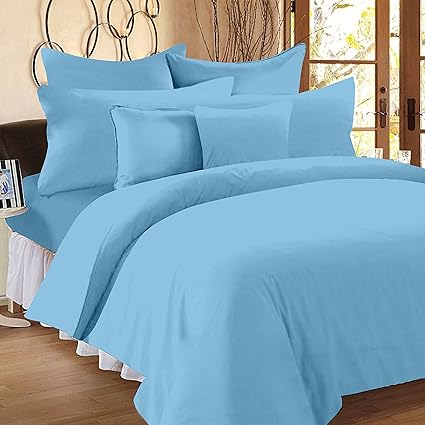 Story@Home 208 TC 100% Cotton Blue 1 Single Bedsheet with 1 Pillow Cover