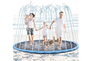 Lewtemi 8 ft Giant Nonslip Splash Pad 96" for Adult Kids and Dog, Thicken Sprinkler Pool Summer Outdoor Water Playmat for Backyard, Fun Backyard Fountain Pad(Floral)