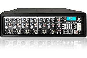PRORECK MX8 2500 P.M.P.O 8 Channel Compact Studio Powered Mixer with Built In Effects & USB Audio Interface for Party/Meeting/Wedding +48V Phantom Button