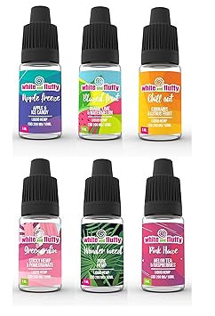 White and Fluffy® 6x 200mg CBD E-Liquid Probier Set • Test-Note 1,4 • PG VG 5ml• 6er Set Liquid für E-Zigarette
