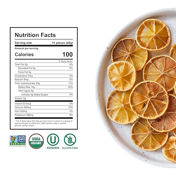 DELITASTY DRIED LEMON SLICES – DEHYDRATED FRUIT FOR COCKTAILS – DEHYDRATED LIMES FOR COCKTAILS – DRIED LIMES -PACK 3 OZ.