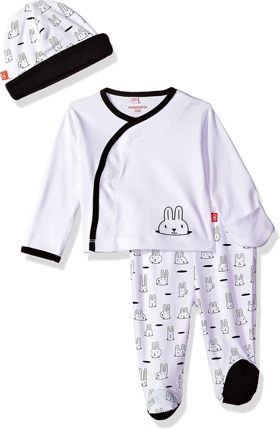 Amazon Com Magnificent Baby Baby Infant Magnetic Kimono Pant And Hat Set Whack A Mole Black White Pre Clothing