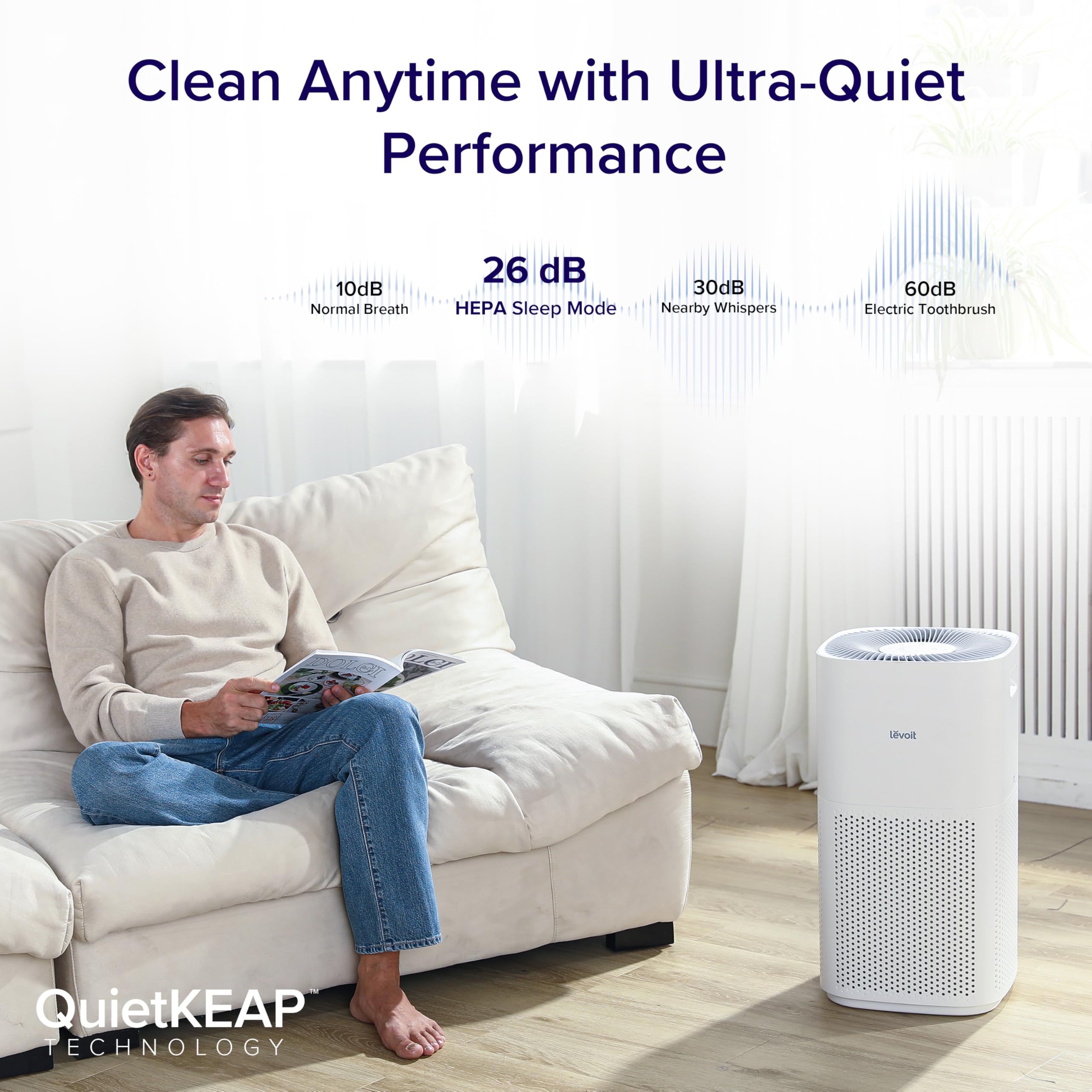 LEVOIT Air Purifiers for Home Large Room Up to 3175 Sq. Ft with Smart WiFi, PM2.5 Monitor, HEPA Sleep Mode, 3-in-1 Filter for Smoke, Pet Allergies, Dust and Odor, Alexa Control, Core 600S-P, White - Image 4