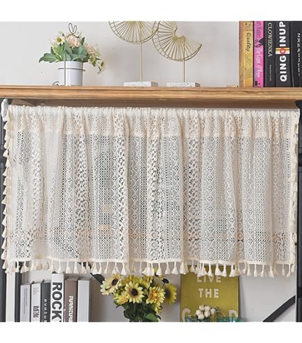 Rustic Crochet Lace Kitchen Window Curtain Valance Cafe Tiers Rustic Crochet Lace Kitchen Window Curtain Valance Cafe Tiers